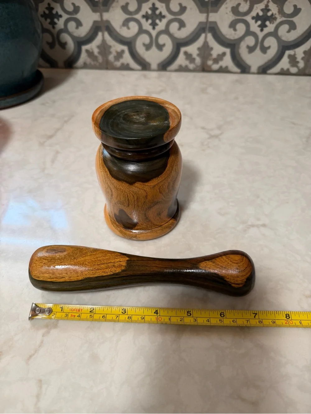 Beautifully Handcrafted Wooden Mortar and Pestle - Cottage Shades of Wood tones